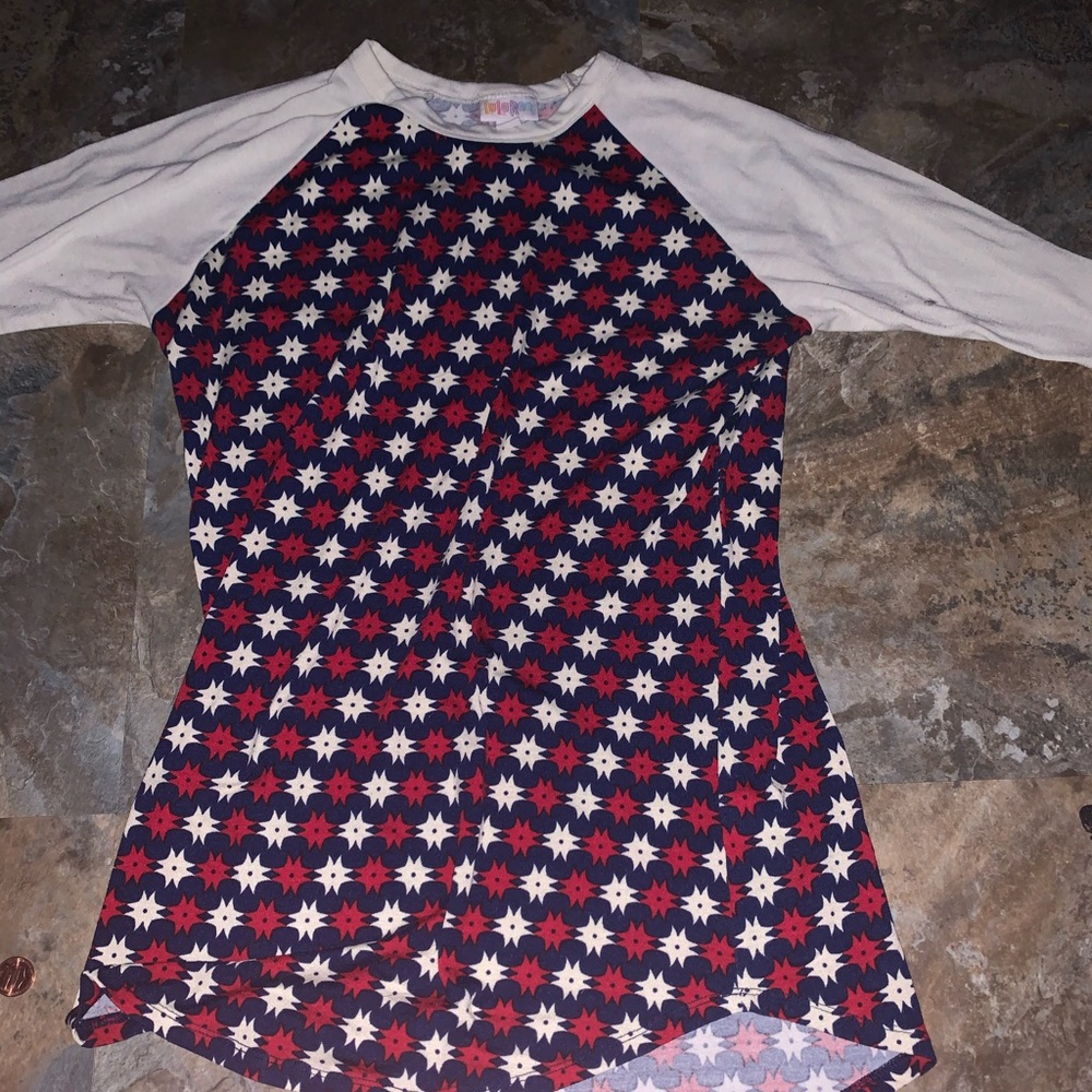 Long sleeve red white and blue star shirt